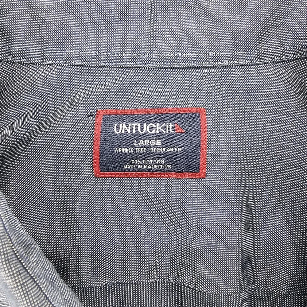 Untuckit Pio Cesare WF Men's L Reg Fit Navy Long Sleeve Button Front Shirt - Picture 2 of 10